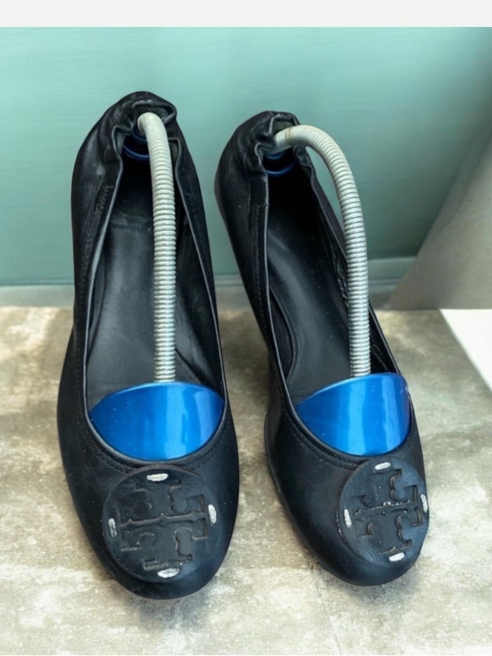 Tory Burch Black Ballerina Logo Skip On Flat Shoes Size 40